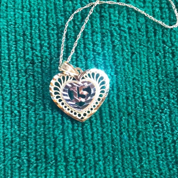 Gold Number 15 Heart Necklace - Picture 1 of 3